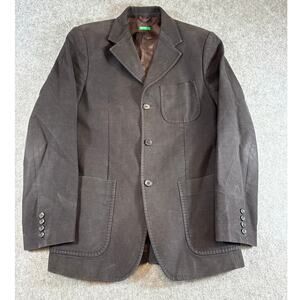 VTG 90s Benetton Blazer Jacket Mens Large Brown Lined Workwear Business Classic
